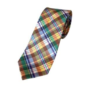Tommy Hilfiger Mens Plaid Necktie Multi-Color Classic Tie Spring Summer Preppy